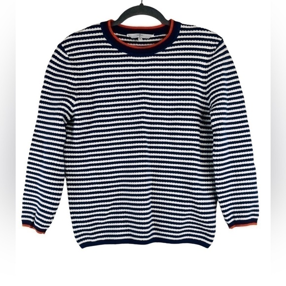 Jasper Conran Striped Cotton Sweater Blue and White Size 12 - Picture 1 of 6
